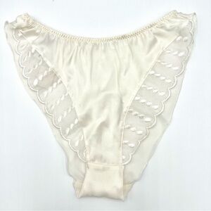 Vintage New Old Stock 100% Silk Panties Lace Trim White by Pascale Madonna